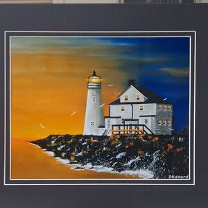Lighthouse Painting by Jack E. Stiddard Sz.8x10 on 11x14 Mat
